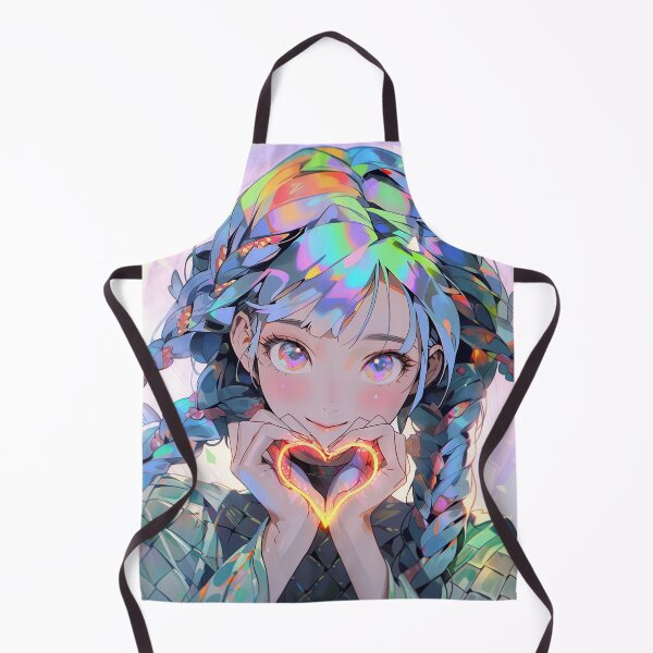 Item preview, Cute Rainbow Hair Anime Girl and Heart designed and sold by bubblegoth.