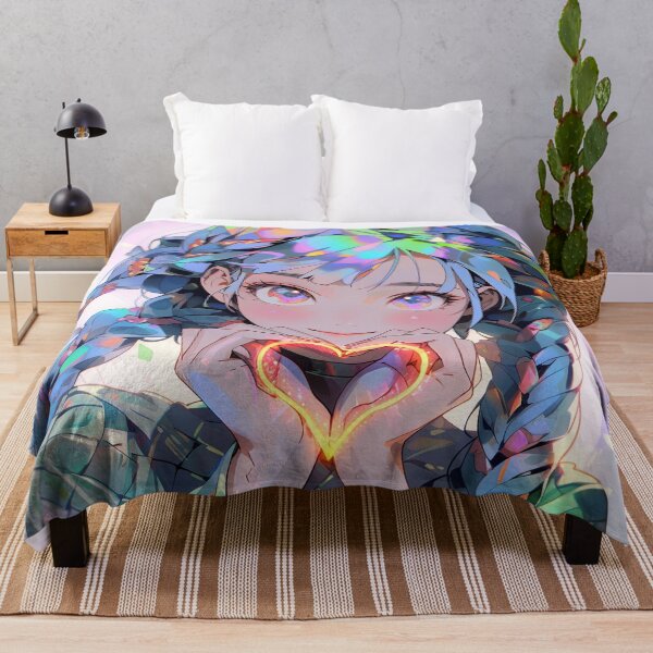 Item preview, Cute Rainbow Hair Anime Girl and Heart designed and sold by bubblegoth.