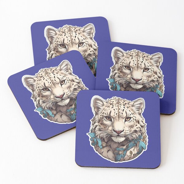 Item preview, Majestic Snow Leopard in leaves. designed and sold by Irbisinthebox.