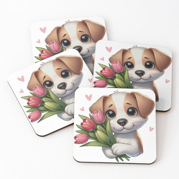 Item preview, cute dog with roses designed and sold by JK-motivation.