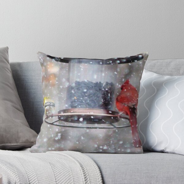 Item preview, Goldfinch and Cardinal at Feeder designed and sold by Frankie Cat Photography.