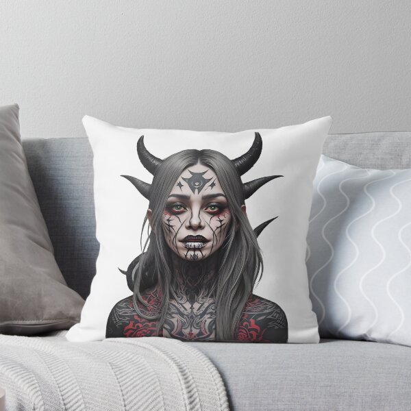 Item preview, Portrait of a tattooed vampire woman with horns designed and sold by Frostquest.