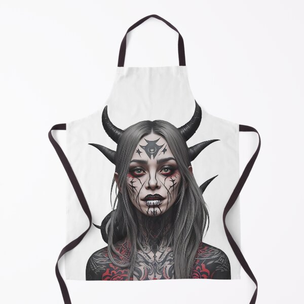 Item preview, Portrait of a tattooed vampire woman with horns designed and sold by Frostquest.
