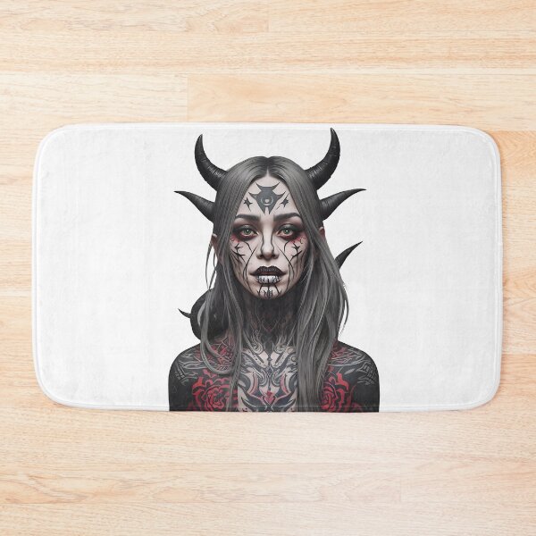 Item preview, Portrait of a tattooed vampire woman with horns designed and sold by Frostquest.