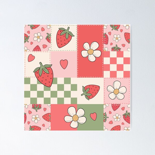Item preview, Strawberry Patchwork Floral Checker designed and sold by CreativeDraws42.