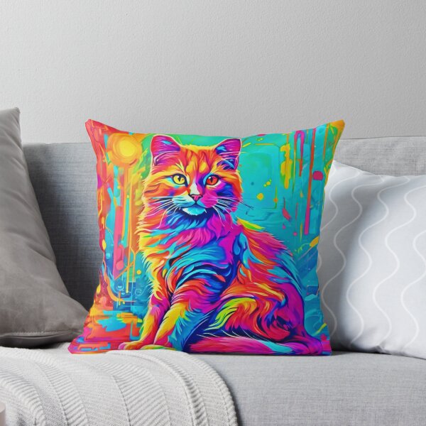 Item preview, Luminous Feline: Colorful Neon Cat designed and sold by Health And Fitness Posts e-Store.