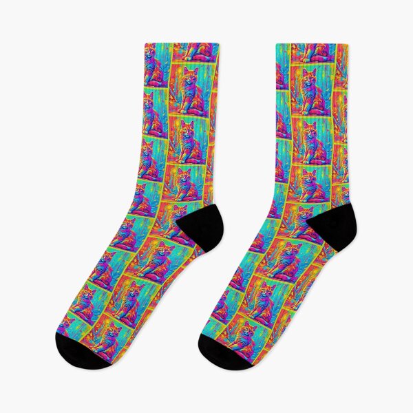 Item preview, Luminous Feline: Colorful Neon Cat designed and sold by Health And Fitness Posts e-Store.