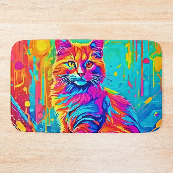 Item preview, Luminous Feline: Colorful Neon Cat designed and sold by Health And Fitness Posts e-Store.