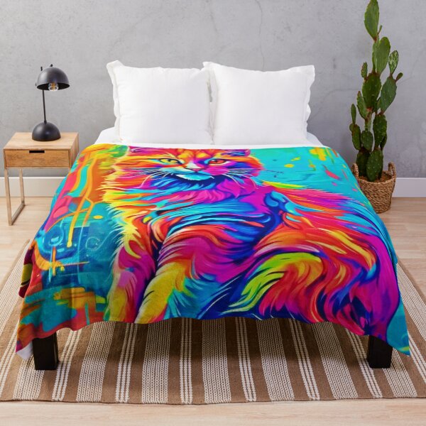 Item preview, Luminous Feline: Colorful Neon Cat designed and sold by Health And Fitness Posts e-Store.