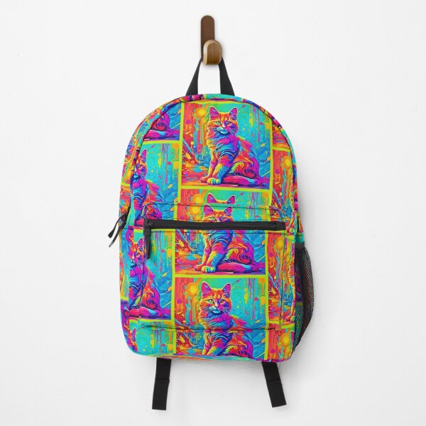 Item preview, Luminous Feline: Colorful Neon Cat designed and sold by Health And Fitness Posts e-Store.