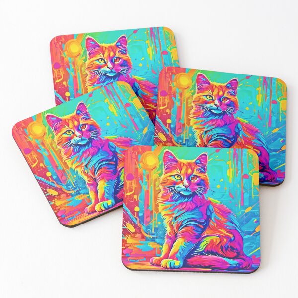 Item preview, Luminous Feline: Colorful Neon Cat designed and sold by Health And Fitness Posts e-Store.