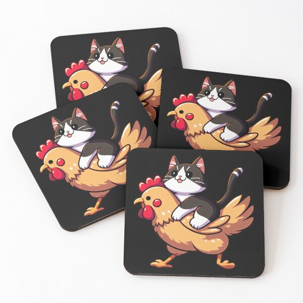 Item preview, Cat Riding Chicken designed and sold by Funny Vintage Stickers And T-Shirts.