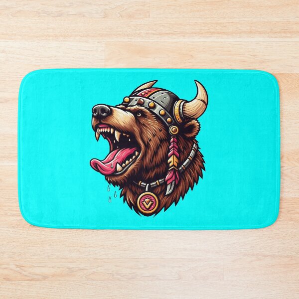 Item preview, VIKING BEAR HEAD - #00FFFF designed and sold by Marlon Oseguera.