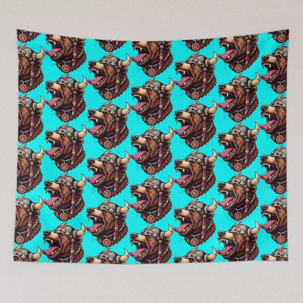 Item preview, VIKING BEAR HEAD - #00FFFF designed and sold by Marlon Oseguera.