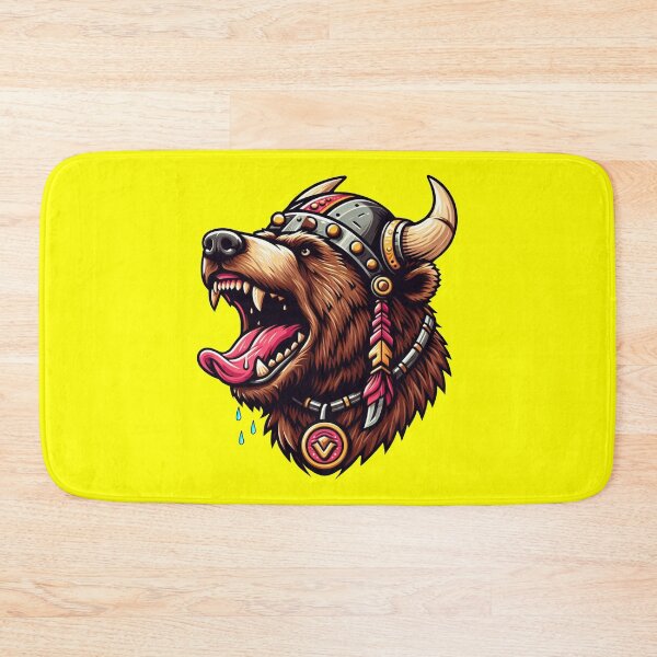 Item preview, VIKING BEAR HEAD - #FFFF00 designed and sold by Marlon Oseguera.
