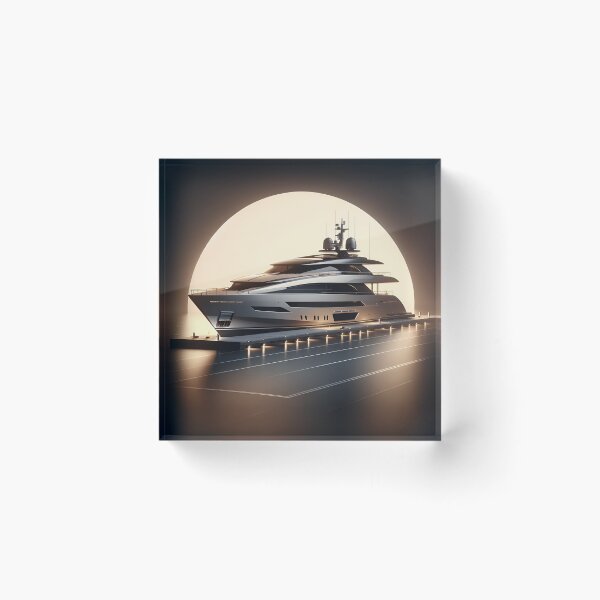 Item preview, Sundown Serenity: Silver Yacht in Luxe designed and sold by ByDigitalDream.