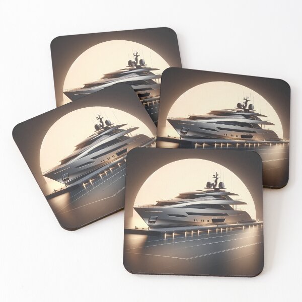 Item preview, Sundown Serenity: Silver Yacht in Luxe designed and sold by ByDigitalDream.