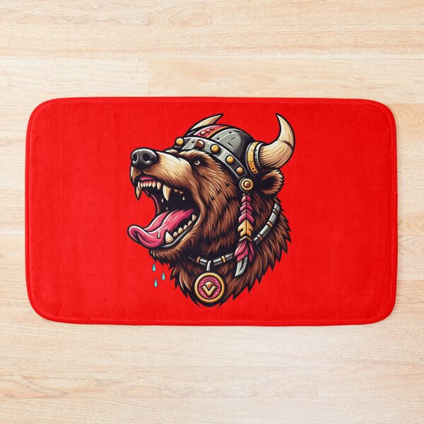 Item preview, VIKING BEAR HEAD - #FF0000 designed and sold by Marlon Oseguera.