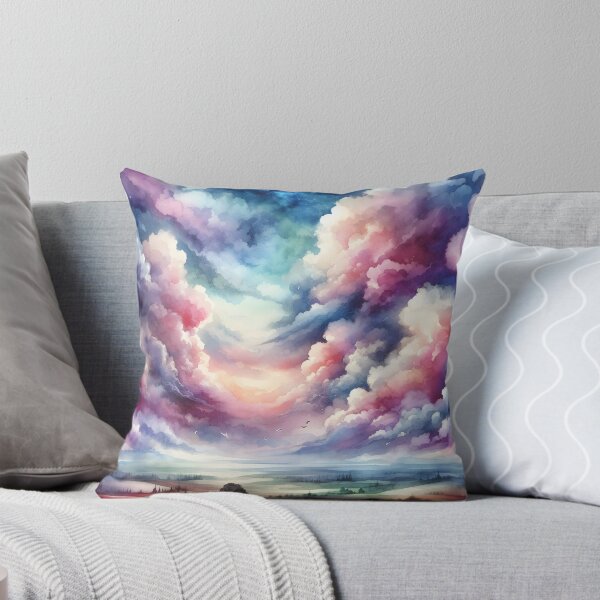 Item preview, "Water-colored Fantasy World  Mood 17:Throw Pillow designed and sold by LLdreams.