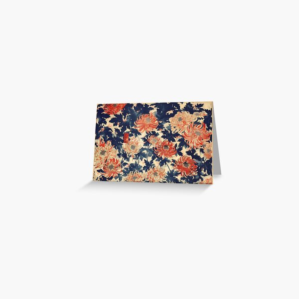 Item preview, Hokusai, Chrysanthemum, Red, Blue, Beige, Retro designed and sold by danachblog.