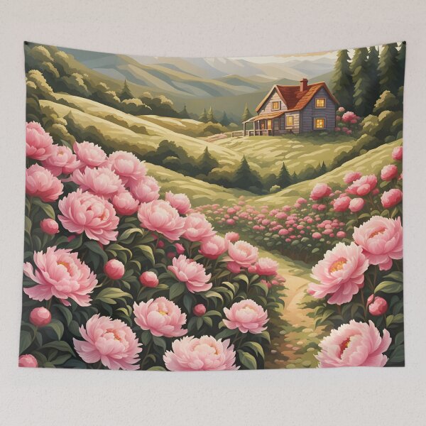 Item preview, Rolling Hills of Peonies designed and sold by VeiledVision.