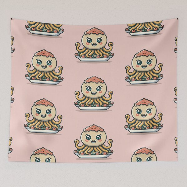 Item preview, Funny cute kawaii octopus spaghetti designed and sold by Trend-Beaver.