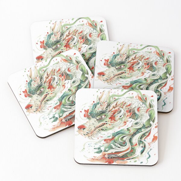 Item preview, Mythical Green Dragon Illustration Amidst Whirls and Splashes 1 designed and sold by Reichcorp.
