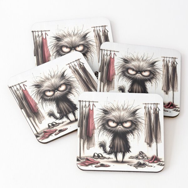 Item preview, Chaos in the closet... The grumpy black cat with messy hair in front of a messy closet designed and sold by elglotonmusical.