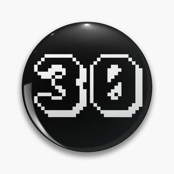 Item preview, 30, thirty, white, retro video game, 1 up! designed and sold by Numbers-Art.