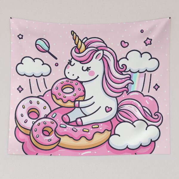 Item preview, Unicorn Doughnut on a Pink Cotton Candy Cloud designed and sold by zzz888.