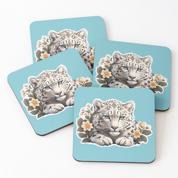Item preview, Majestic  Snow Leopard in flowers designed and sold by Irbisinthebox.