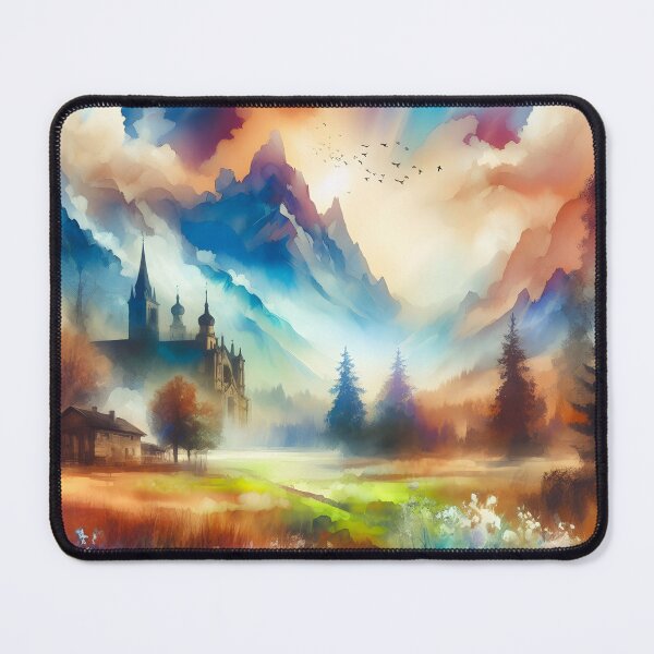 Item preview, "Water-colored Magical Mountains #24 Throw Pillow designed and sold by LLdreams.
