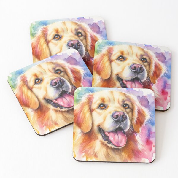 Item preview, “Paws in Technicolor” golden retriever designed and sold by Dominika Farkašová.