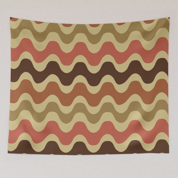 Item preview,  Groovy Retro 70s  Pattern Brown, Sage Green, Red Waves  designed and sold by Yasminepatterns .