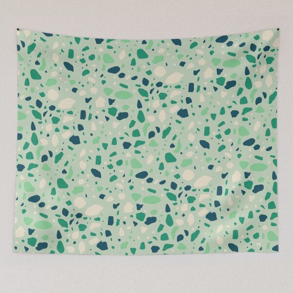 Item preview, Green Layout Blue & White Terrazzo Blots Boundless Decor designed and sold by Alchemy-A-La-G.