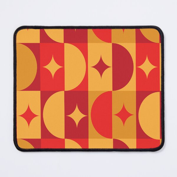 Item preview, Mid Century Half Circles and Starbursts On Squares in Orange, Red and Yellow  designed and sold by Yasminepatterns .
