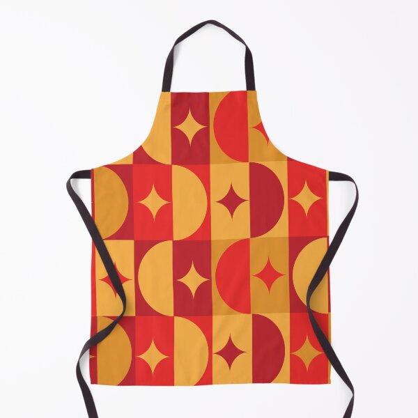 Item preview, Mid Century Half Circles and Starbursts On Squares in Orange, Red and Yellow designed and sold by Yasminepatterns .