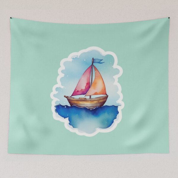 Item preview, Colorful sailboat on the high seas. designed and sold by NewtBoo.