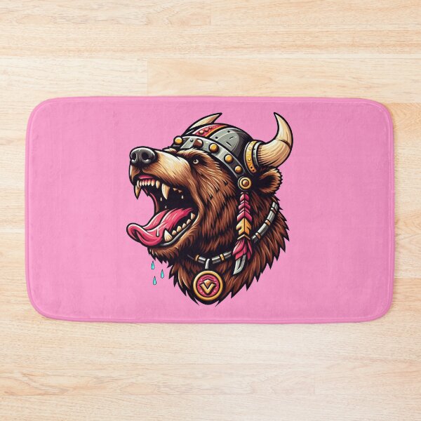 Item preview, VIKING BEAR HEAD - #FF99CC designed and sold by Marlon Oseguera.