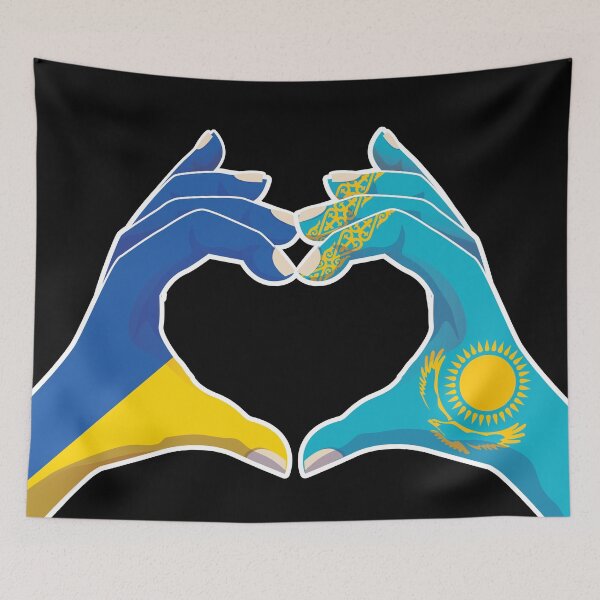 Item preview, Kazakhstan Kazakstan Kazakh Kaza Ukraine Ukrainian Love Heart Peace designed and sold by FlagX.