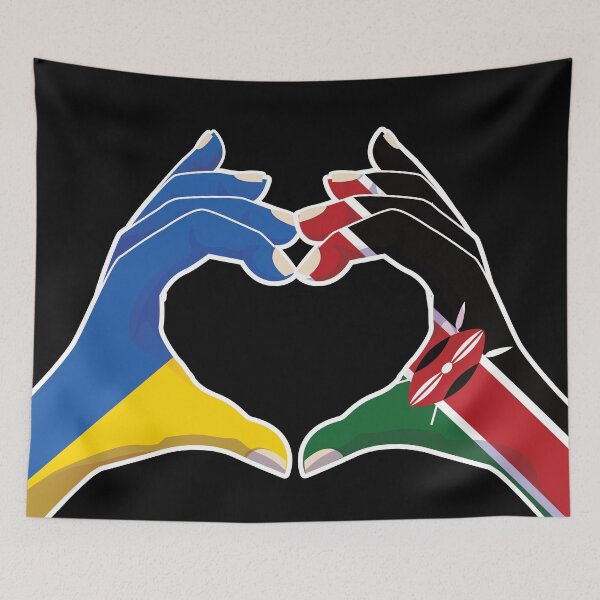 Item preview, Kenyan Kenya Ukraine Ukrainian Love Heart Peace designed and sold by FlagX.