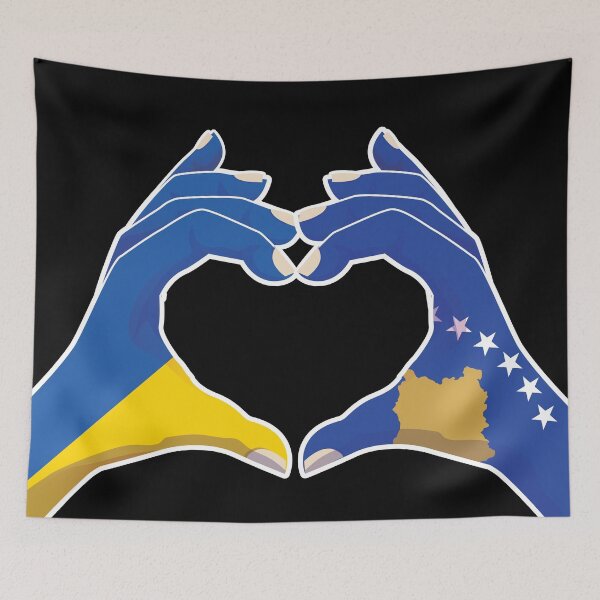 Item preview, Kosovo Kosovar Ukraine Ukrainian Love Heart Peace designed and sold by FlagX.