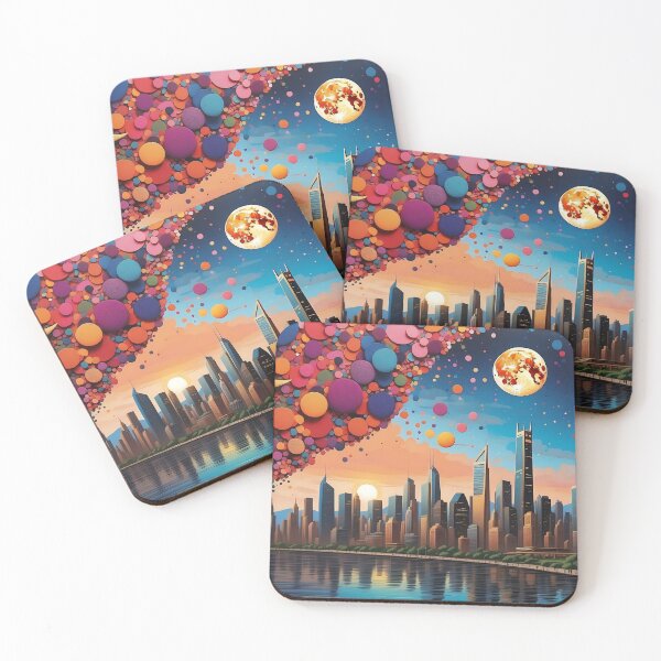 Item preview, Dusk Unveils a Celestial City in Dreamlike Hues designed and sold by ArtComixHaven.