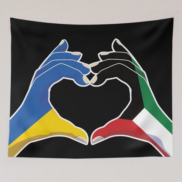 Item preview, Kuwait Kuwaiti Ukraine Ukrainian Love Heart Peace designed and sold by FlagX.