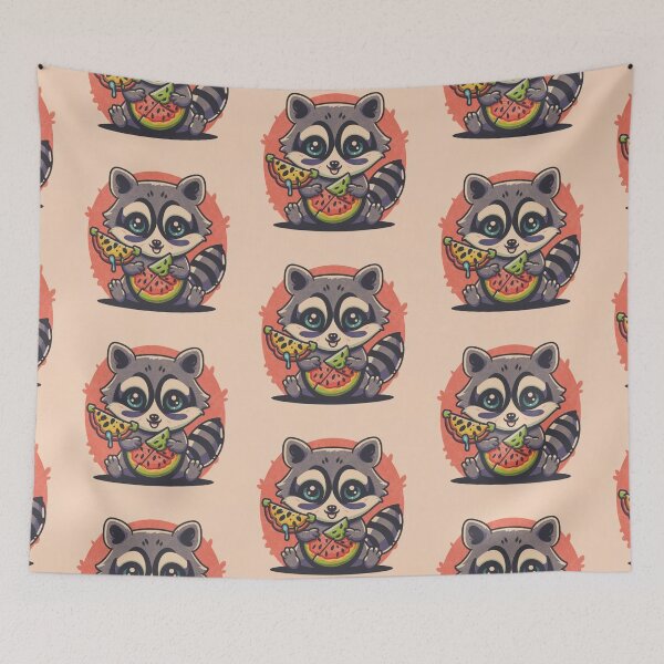 Item preview, Funny cute kawaii raccoon eating something designed and sold by Trend-Beaver.
