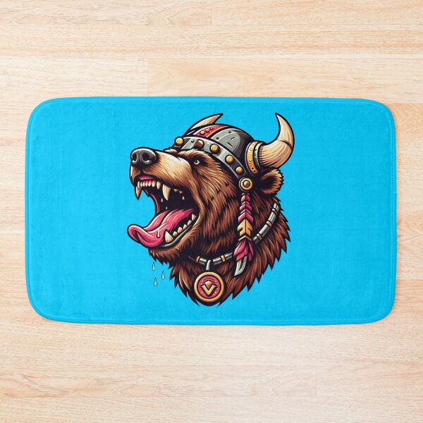 Item preview, VIKING BEAR HEAD - #00CCFF designed and sold by Marlon Oseguera.