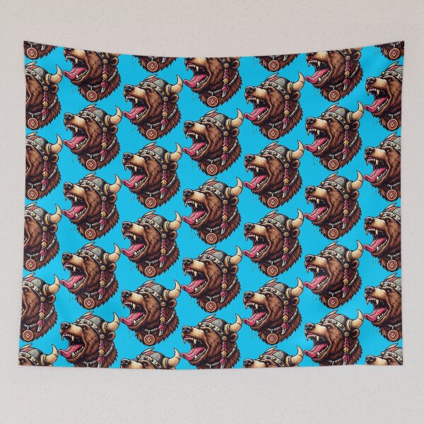 Item preview, VIKING BEAR HEAD - #00CCFF designed and sold by Marlon Oseguera.