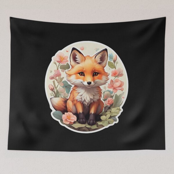 Item preview, A little fox in a flowery meadow. designed and sold by NewtBoo.