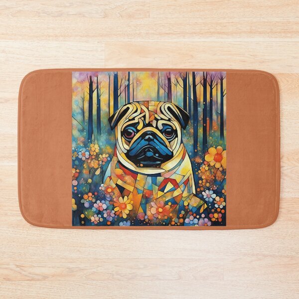 Item preview, A pug dog among mysterious flowers. designed and sold by Natalia-Vlad.