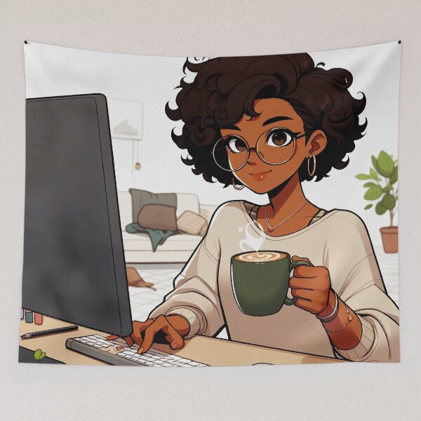 Item preview, Girl writing on her computer #4 designed and sold by manbaito.